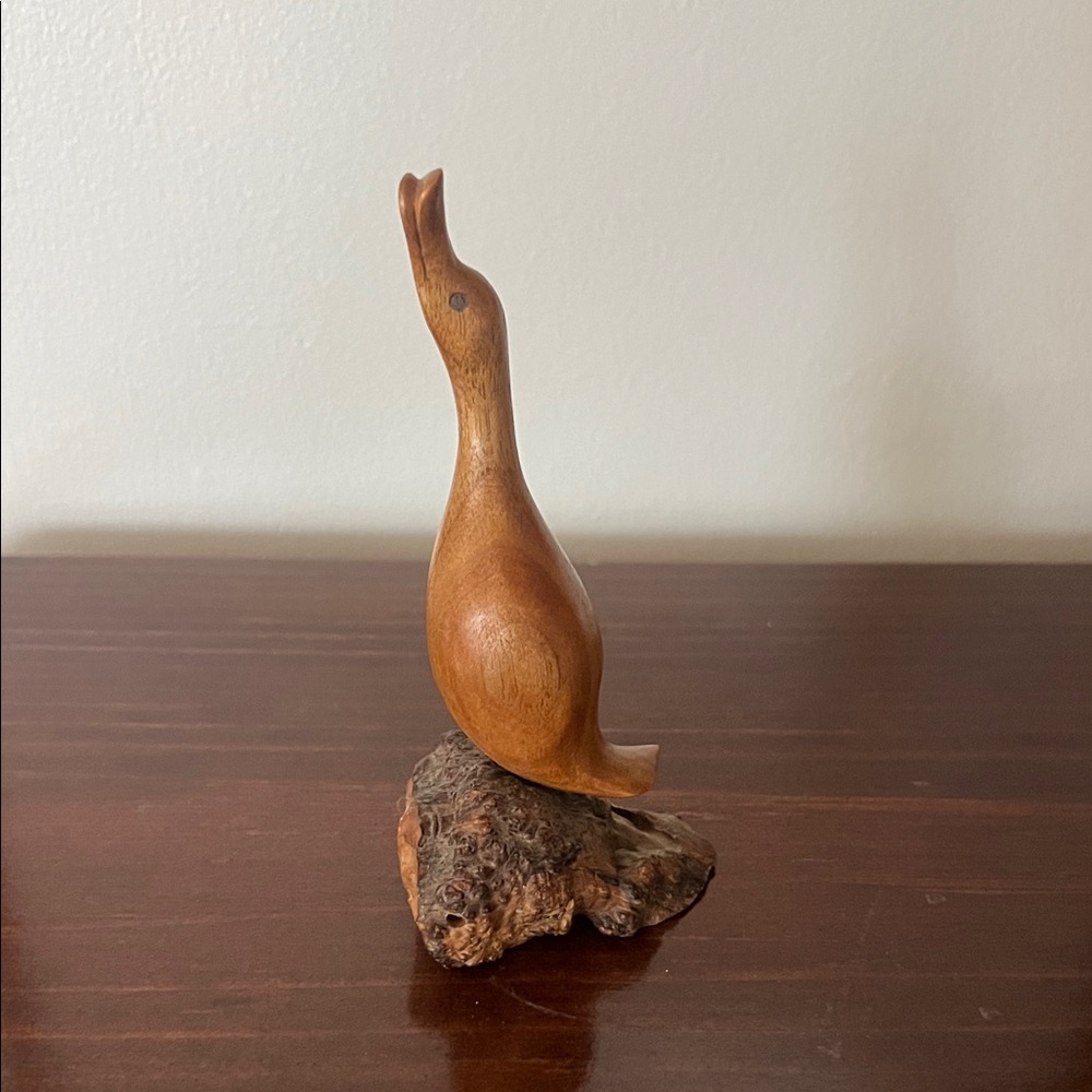 Wooden hand carved duck